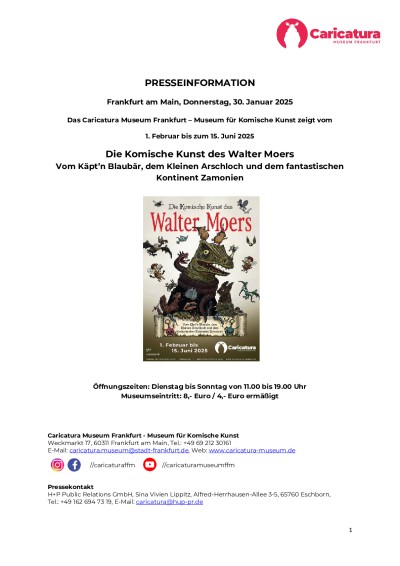 Presseinformation: Die Komische Kunst des Walter Moers