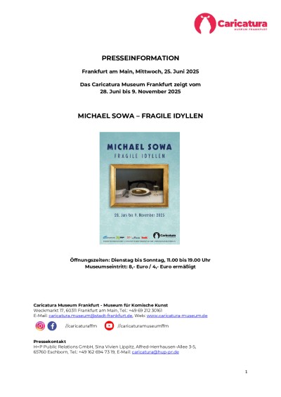 Presseinformation: MICHAEL SOWA - FRAGILE IDYLLEN